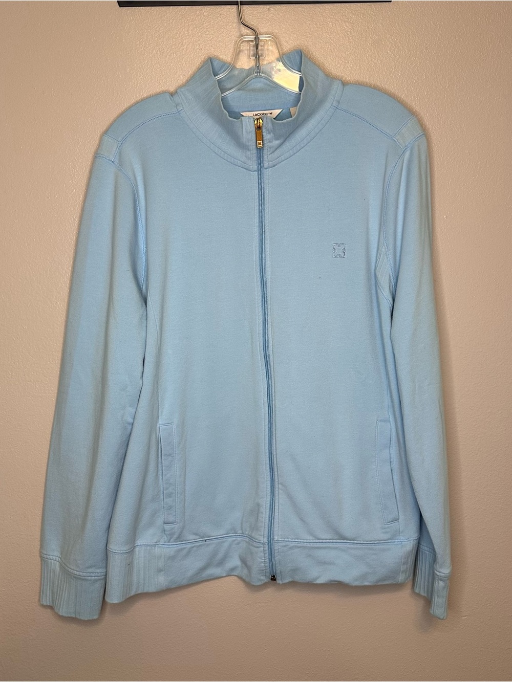 Liz Claiborne Pale Blue Full-Zip Sweatshirt